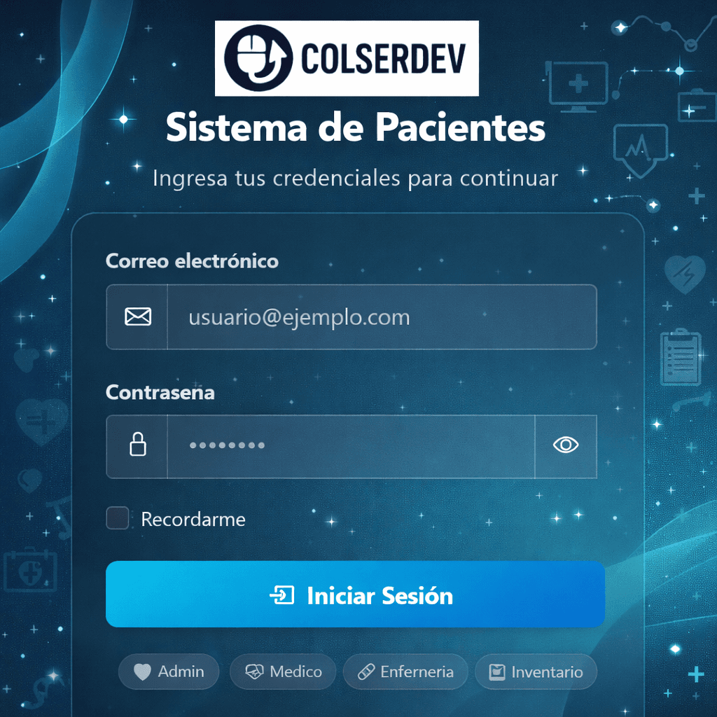 Sistema Médico - Pantalla de Login